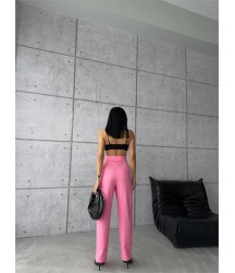 PANTOLON KAPALI CEP 3 DÜĞME DETAYLI - Pembe