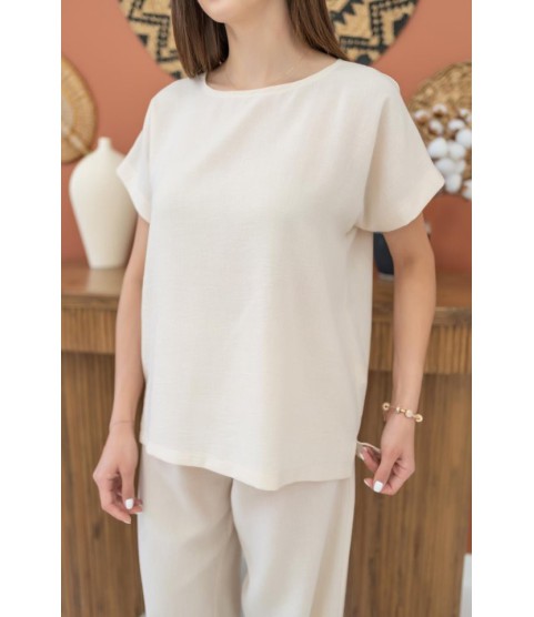 Bej T-Shirt Ve Pantolon Takım
