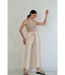Bej Keten Pantolon
