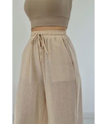 Bej Keten Pantolon