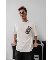 Erkek Baskılı Oversize T-shirt - Beyaz