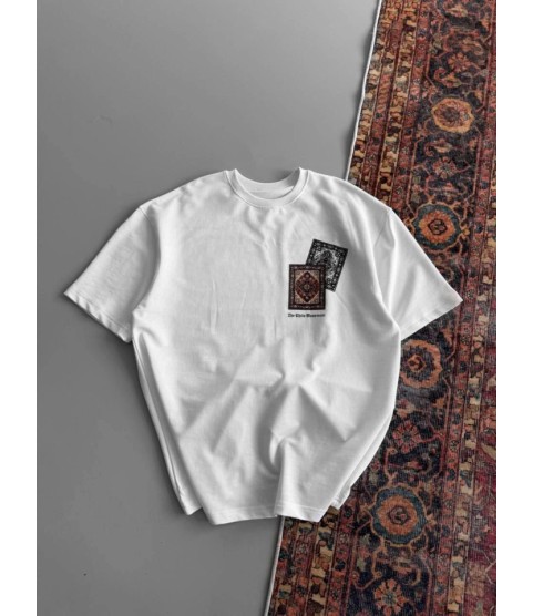 Erkek Baskılı Oversize T-shirt - Beyaz