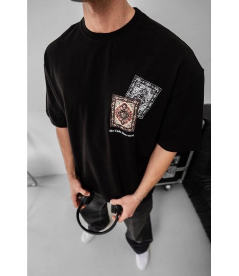 Erkek Baskılı Oversize T-shirt - Siyah
