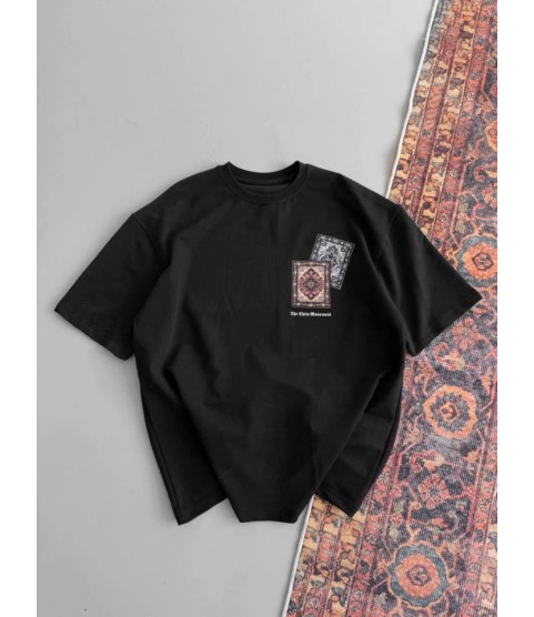 Erkek Baskılı Oversize T-shirt - Siyah
