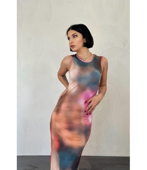 Renkli Batik Desenli Elbise