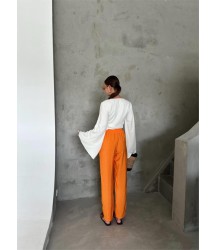BEL LASTİK DETAYLI MODAL KUMAŞ PANTOLON - Orange