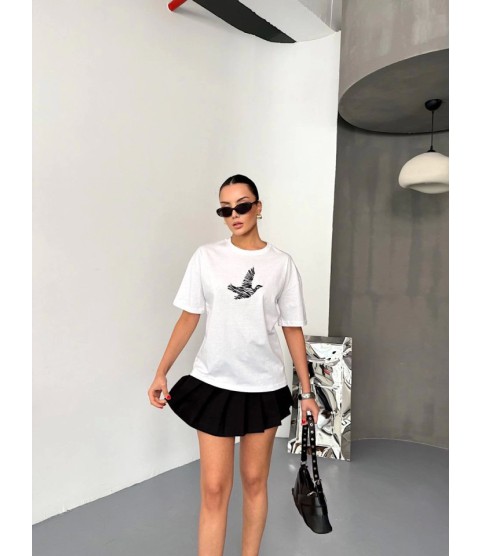Kısa Kol Baskılı T-shirt - Beyaz