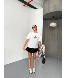 Kısa Kol Baskılı T-shirt - Beyaz