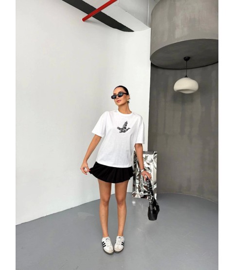 Kısa Kol Baskılı T-shirt - Beyaz