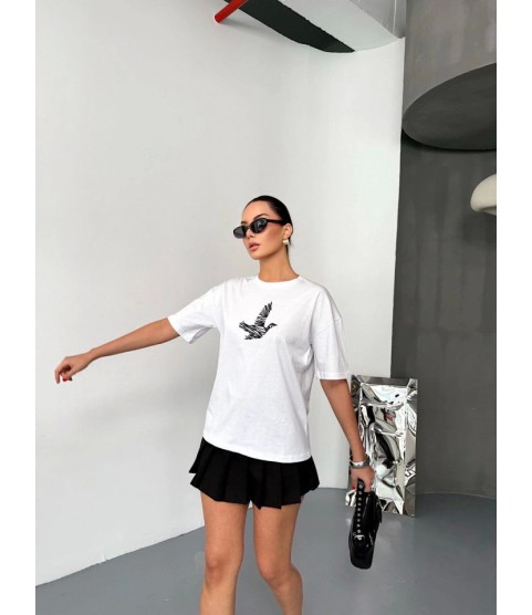 Kısa Kol Baskılı T-shirt - Beyaz