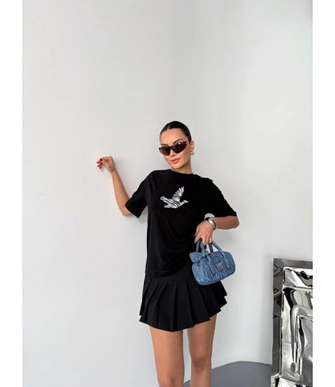 Kısa Kol Baskılı T-shirt - Siyah