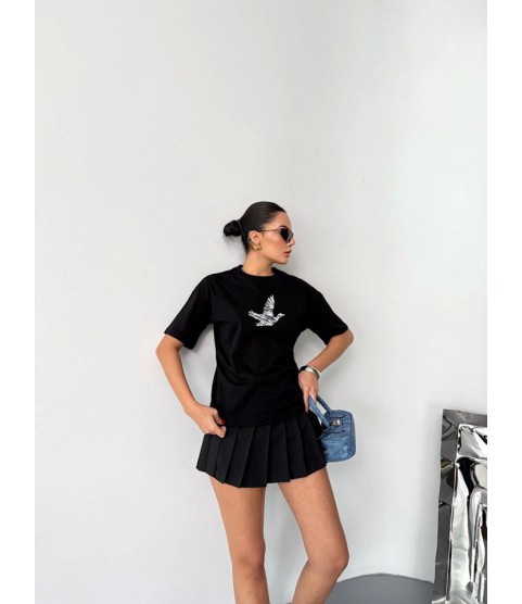 Kısa Kol Baskılı T-shirt - Siyah