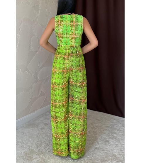 Yeşil Pullu Yelek Ve Pantolon Takım
