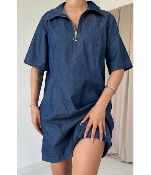 Mavi Tencel Kuplu Elbise