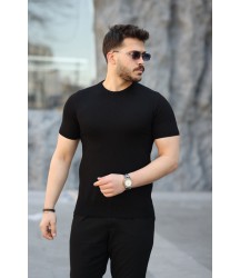 Erkek Viskon Kumaş Bisiklet Yaka Basic Tişört