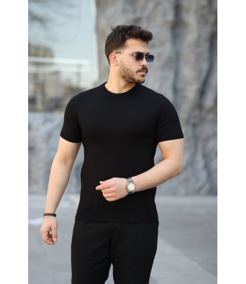 Erkek Viskon Kumaş Bisiklet Yaka Basic Tişört