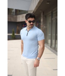 Erkek Polo Yaka Fermuar Detaylı Tişört