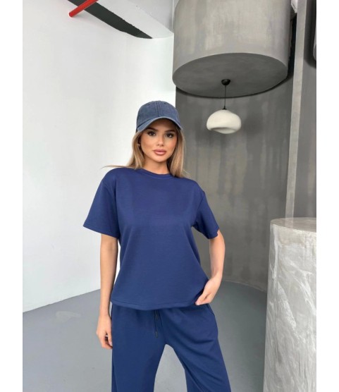 Osy Modal Yumuşak Dokulu Kumaş Kısa Kollu Bluz Rahat Pantalon Ikili Takım- Lacivert