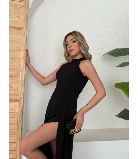 Kadın Halter Yaka Derin Yırtmaç Detaylı Tam Boy Ithal Krep Abiye Elbise Kadın Halter Yaka Derin Yırtmaç Detaylı Tam Boy Ithal Krep Abiye Elbise