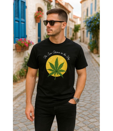 Ön Ve Arka Baskılı Oversize Bisiklet Yaka T-shirt- Siyah