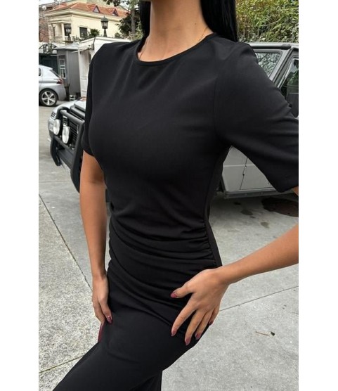 Beli Büzgülü Midi Elbise 2853