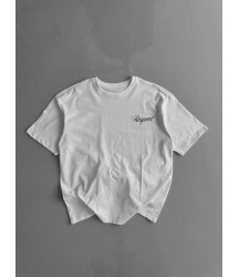 Baskılı Oversize Bisiklet Yaka T-shirt - Beyaz