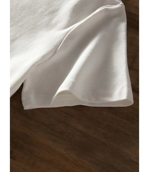 Baskılı Oversize Bisiklet Yaka T-shirt - Beyaz