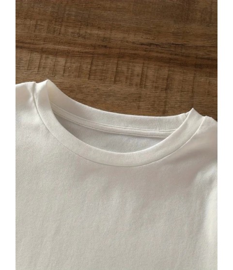 Baskılı Oversize Bisiklet Yaka T-shirt - Beyaz