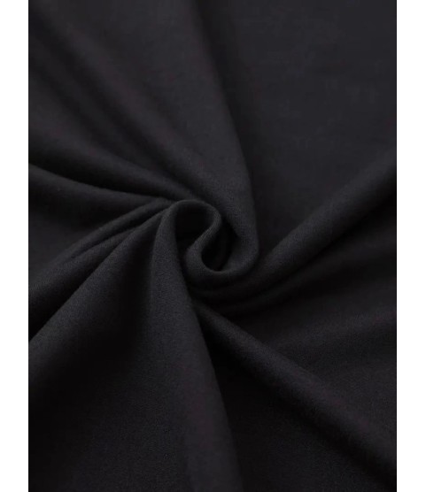Baskılı Oversize Bisiklet Yaka T-shirt - Siyah
