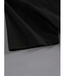 Baskılı Oversize Bisiklet Yaka T-shirt - Siyah