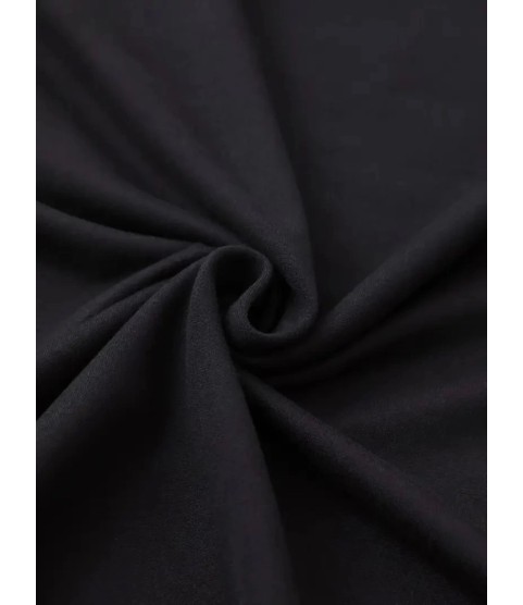 Baskılı Oversize Bisiklet Yaka T-shirt - Siyah