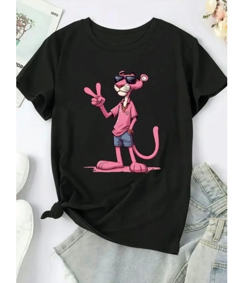 Baskılı Oversize Bisiklet Yaka T-shirt - Beyaz