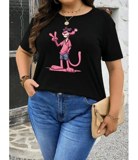Baskılı Oversize Bisiklet Yaka T-shirt - Beyaz