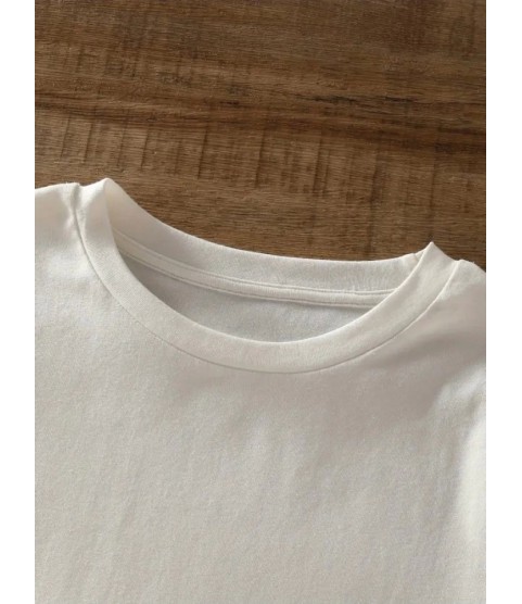 Baskılı Oversize Bisiklet Yaka T-shirt - Beyaz