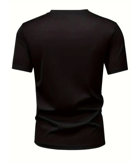 Baskılı Oversize Bisiklet Yaka T-shirt - Siyah