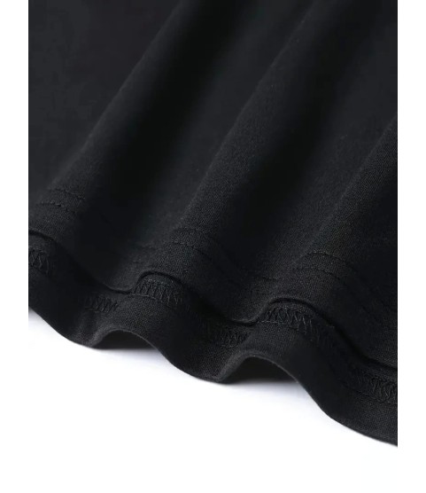 Baskılı Oversize Bisiklet Yaka T-shirt - Siyah
