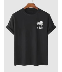 Baskılı Oversize Bisiklet Yaka T-shirt - Siyah