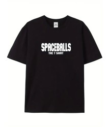 Baskılı Oversize Bisiklet Yaka T-shirt - Siyah