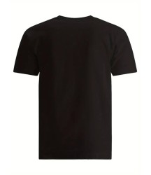 Baskılı Oversize Bisiklet Yaka T-shirt - Siyah