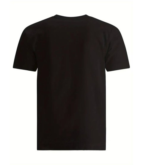 Baskılı Oversize Bisiklet Yaka T-shirt - Siyah