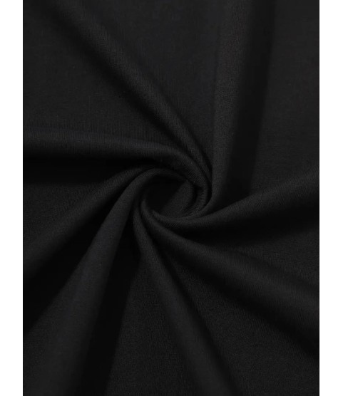Baskılı Oversize Bisiklet Yaka T-shirt - Siyah