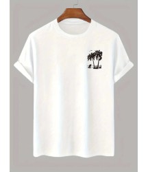 Baskılı Oversize Bisiklet Yaka T-shirt - Beyaz