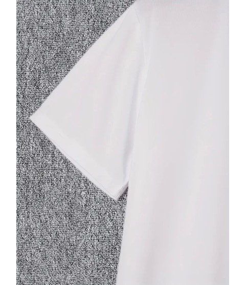 Baskılı Oversize Bisiklet Yaka T-shirt - Beyaz