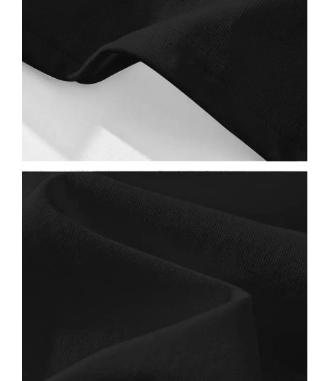 Baskılı Oversize Bisiklet Yaka T-shirt - Siyah