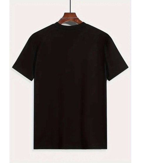 Baskılı Oversize Bisiklet Yaka T-shirt - Siyah