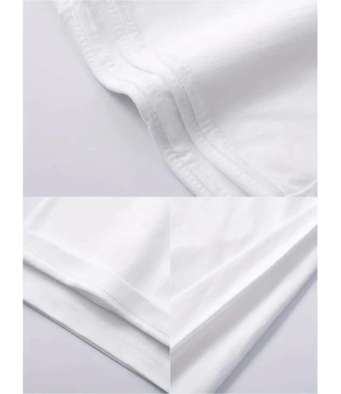 Baskılı Oversize Bisiklet Yaka T-shirt - Beyaz