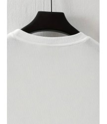 Baskılı Oversize Bisiklet Yaka T-shirt - Beyaz
