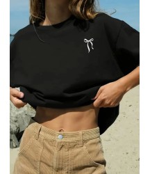 Fiyonk Baskılı Siyah Oversize Unisex T-shirt- Siyah
