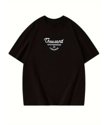 Thousand Baskılı Oversize Bisiklet Yaka T-shirt - Siyah