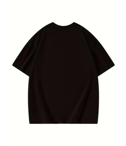 Thousand Baskılı Oversize Bisiklet Yaka T-shirt - Siyah